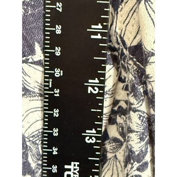 Beau Dawson Linen Blend Wide Leg Blue White Floral Pants Size L Beachy Coastal - Picture 11 of 14
